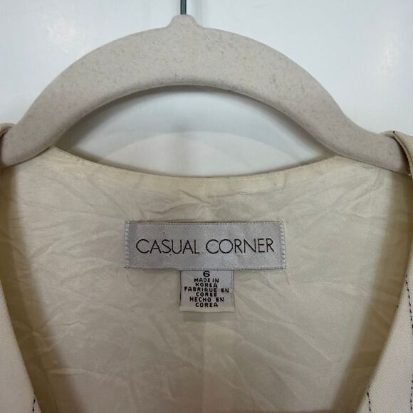 Casual Corner Vintage Vest Womens White Pinstripe Work Button Up Sleeveless Sz 6 - Picture 3 of 11
